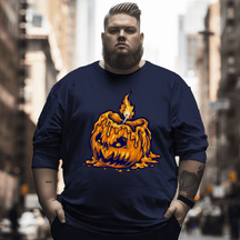 Halloween Candle in Pumpkin Plus Size Long Sleeve T-Shirt