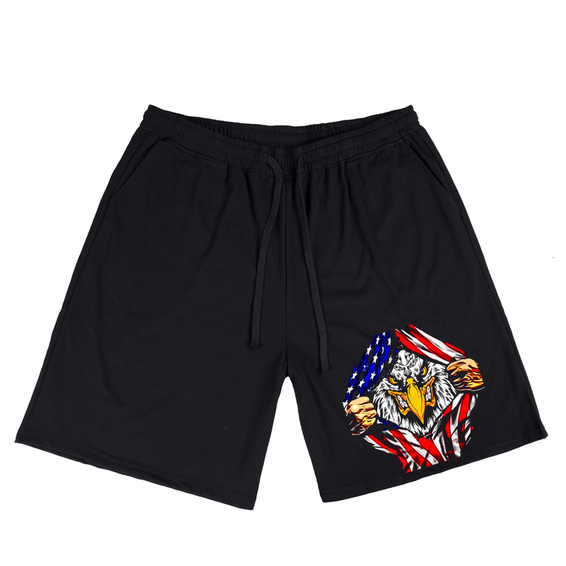 Men's Patriotic Bald Eagle American Flag Plus Size T-Shirt & Short