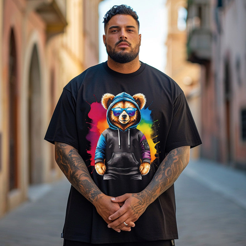 Men's Cool Colorful Teddy Bear Plus Size T-Shirt & Short