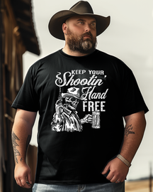 Men's BLACK SHOOTIN' HAND Print Plus Size T-shirt