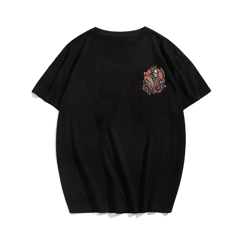 Men's Old School Skeleton King Pattern Printed Plus Size T-Shirt & Short