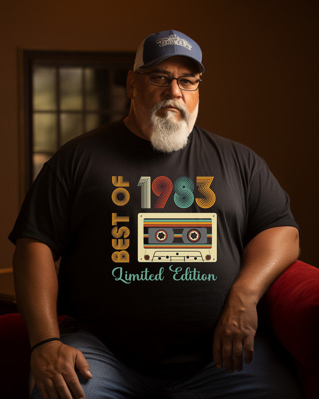 Men's “Best Of 1983 Limited Edition” Print Plus Size T-shirt  ， Grandpa shirt