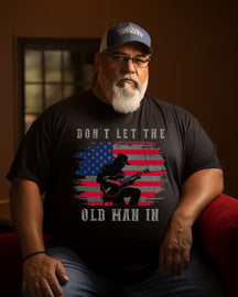 Men's "Don't Let The Old Man In"  Print Plus Size T-shirt  ， Grandpa shirt