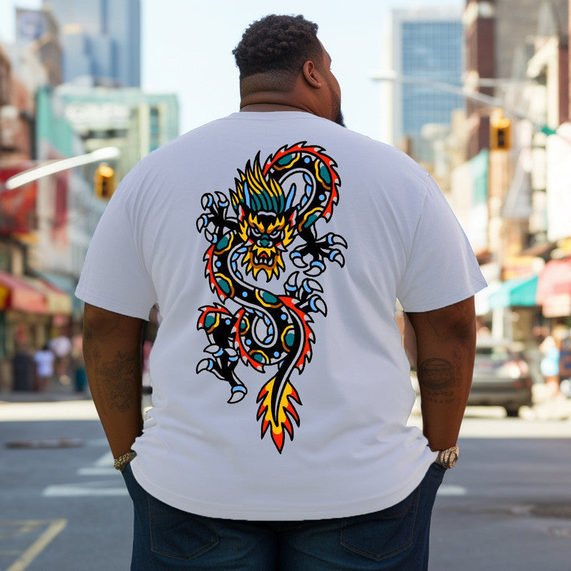 Men's  Colorful Dragon Plus Size T-Shirt & Short