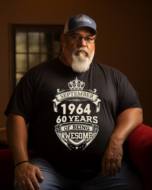 Men's "September 1964 60 Years Of Being Awesome"  Print Plus Size T-shirt  ， Grandpa shirt