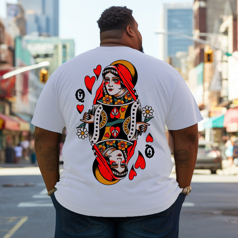 Men's  Poker Queen of Hearts Plus Size T-Shirt & Short