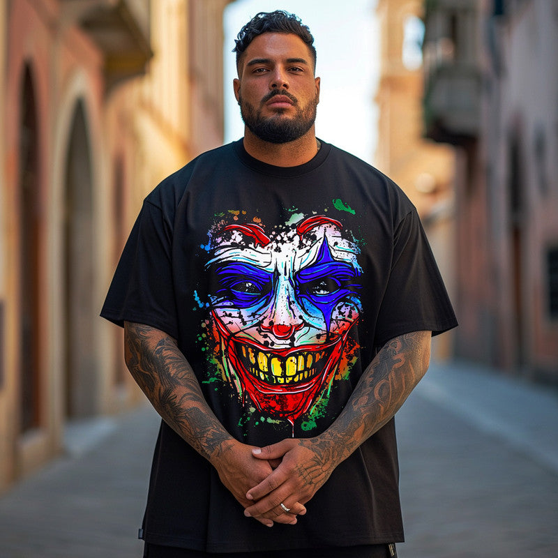 Men's Graffiti Art Spray Paint Clown Plus Size T-Shirt & Short