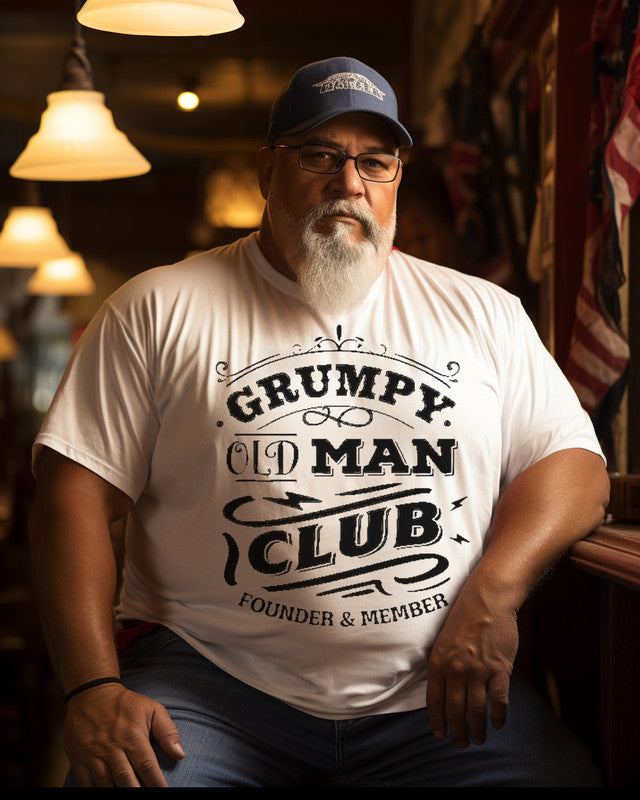 Men's "Grumpy old man club  "Printed Plus Size T-shirt ,Grandpa Shirt, Birthday Shirt