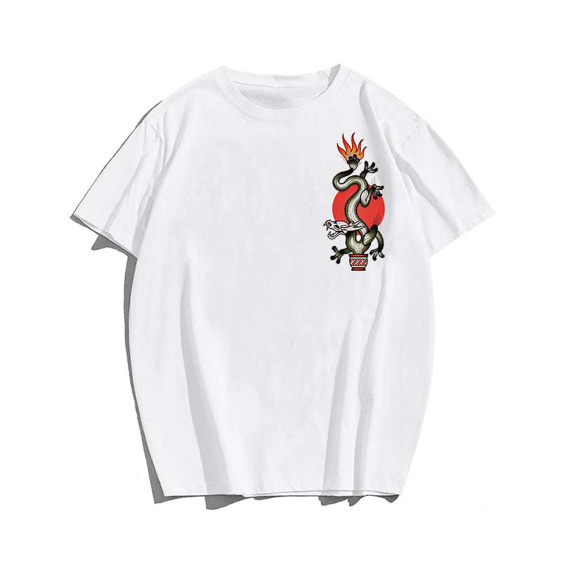 Men's Dragon-Shaped Cactus Plus Size T-Shirt & Short
