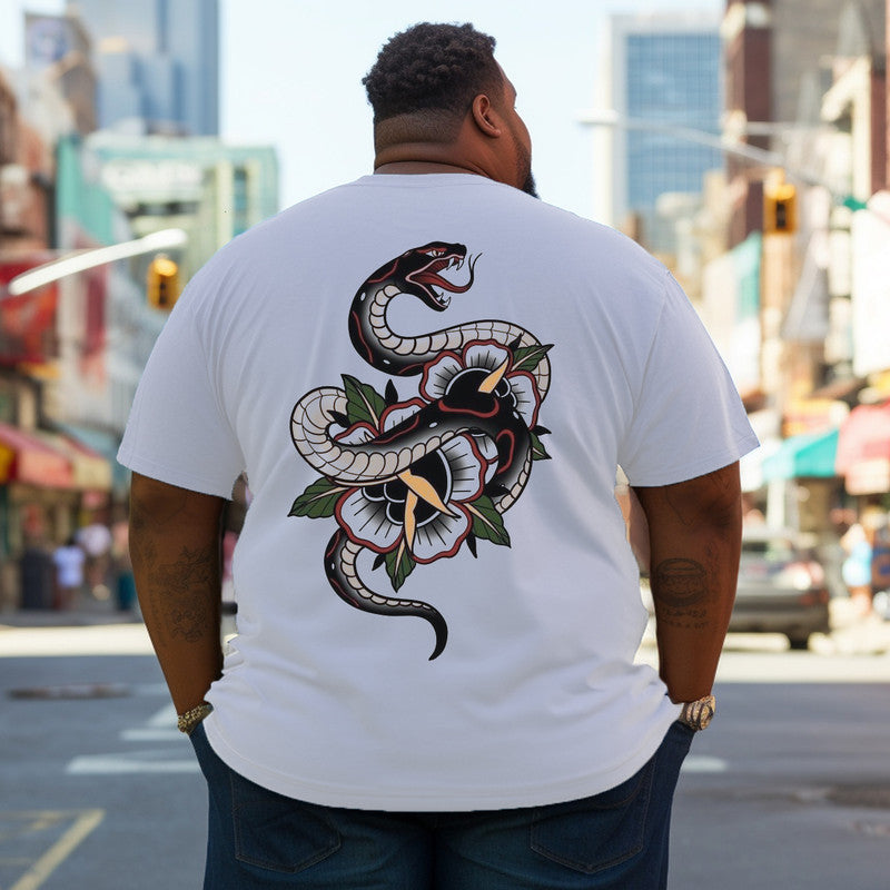 Men's Creative Snake Printed Plus Size T-Shirt & Short