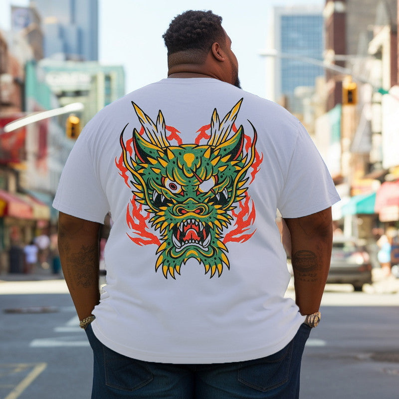 Men's Traditional Tattoo Design Green Dragon Plus Size T-Shirt & Short