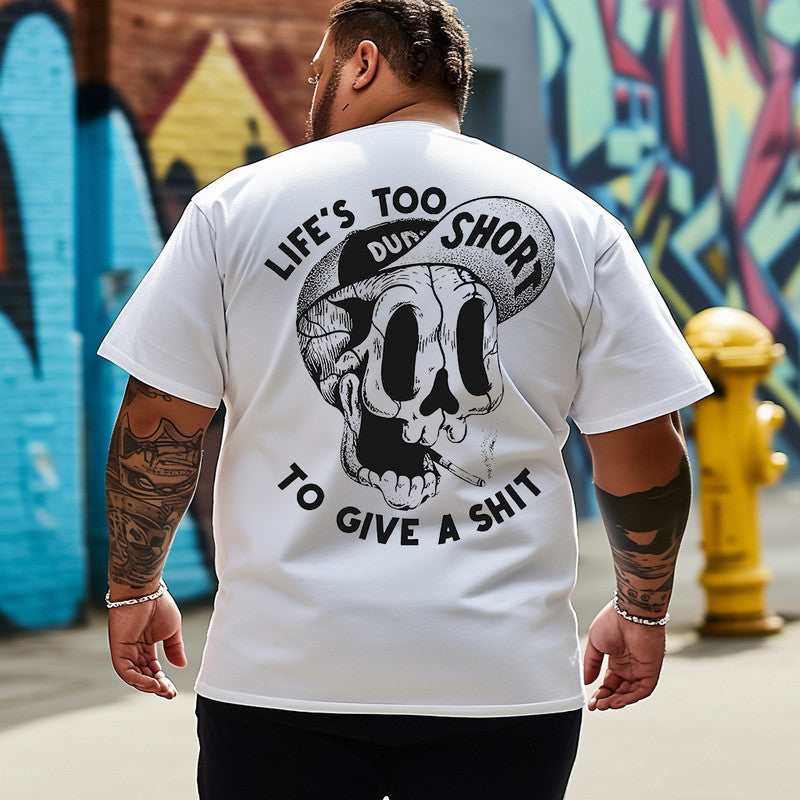 Men's LIFE’S TOO SHORT TO GIVE A SHIT Print Plus Size T-Shirt & Short