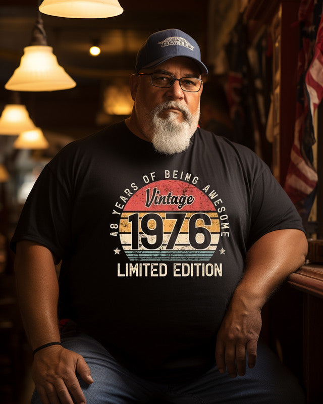 Men's Vintage 1976 Limited Edition 48 Years Old 48th Birthday Print Plus Size T-shirt