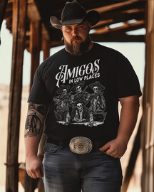 Men's AMIGOS IN LOW PLACES Print Plus Size T-shirt