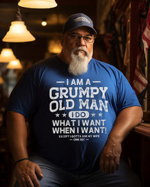 Men's "Grumpy old Man " Letter Graphic Print Plus Size T-shirt