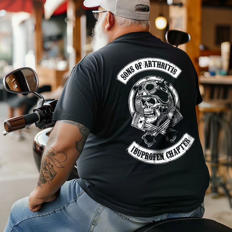 Men's ONS OF ARTHRITIS Skull With Helmet Print Plus Size T-Shirt & Short