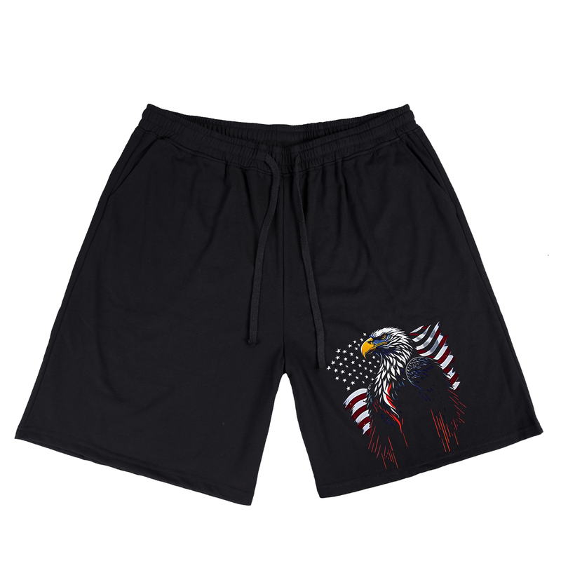 Men's Patriotic Bald Eagle American Flag  Plus Size T-Shirt & Short
