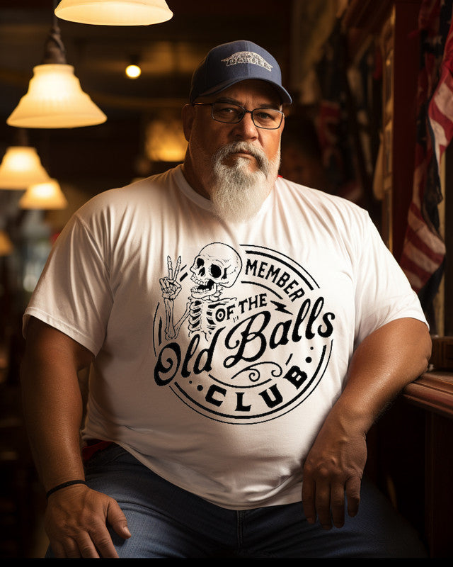 Men's "Member of the old balls club "Printed Plus Size T-shirt ,Grandpa Shirt, Birthday Shirt