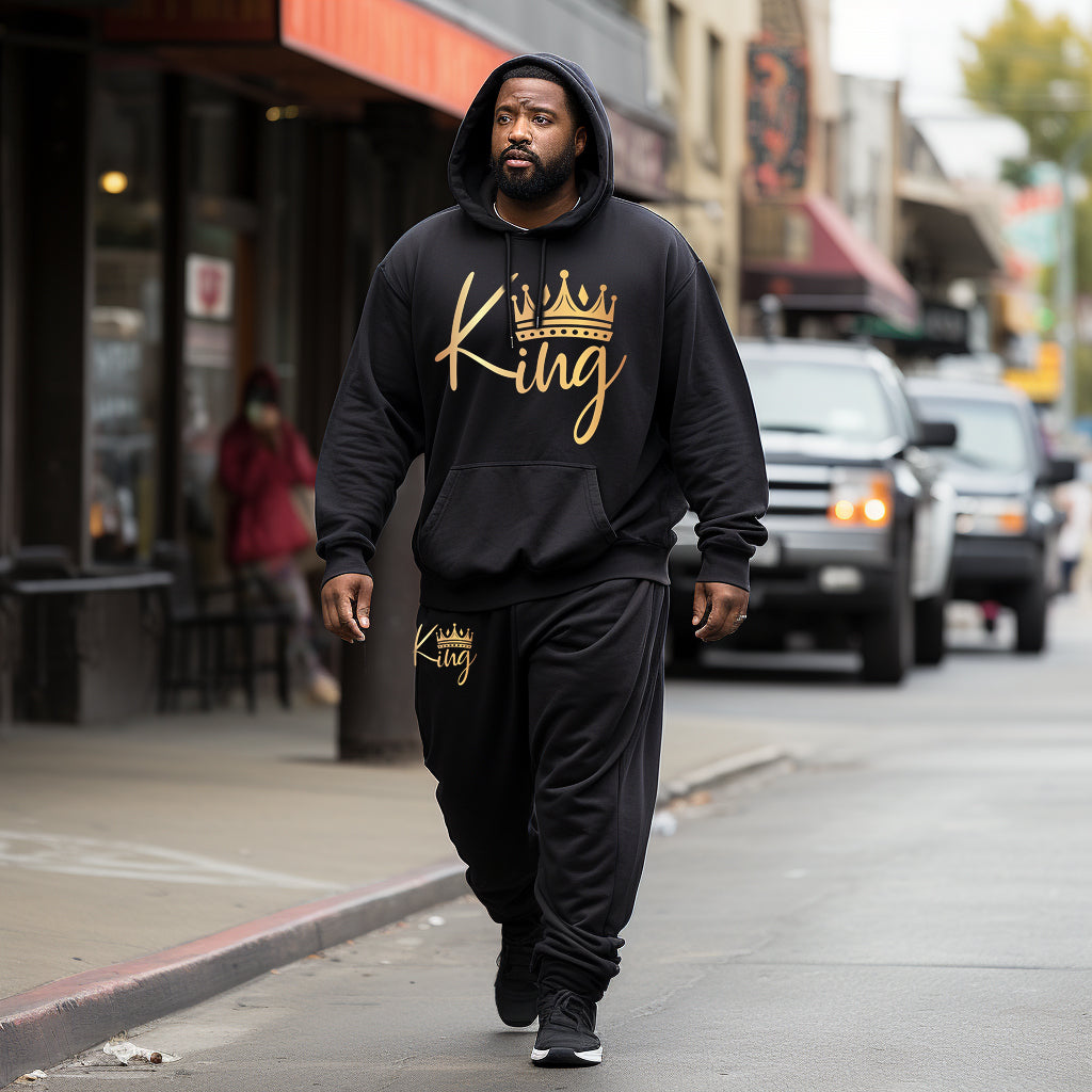 King With Crown Men's Big&Tall Hoodie Two-Piece Set