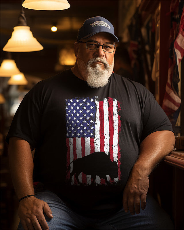 Men's American Bison Hunting Plus Size T-shirt