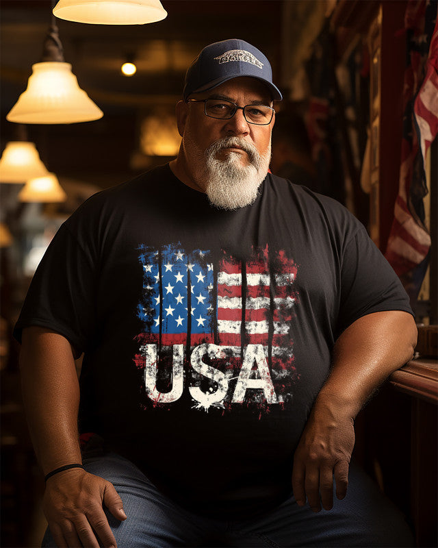 Men's American Flag USA Plus Size T-shirt