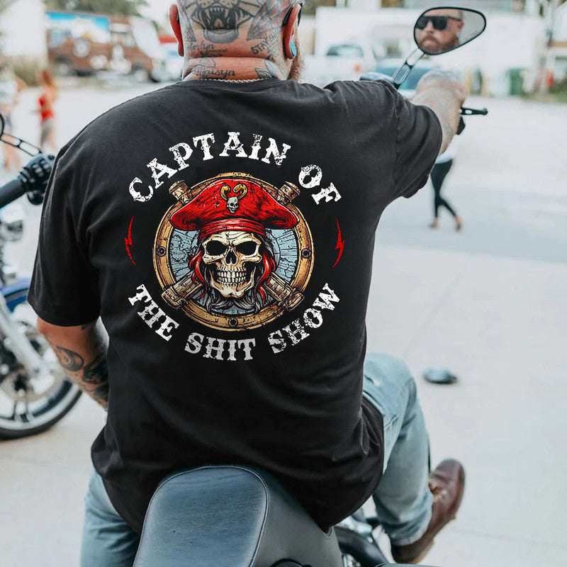 Men's Captain Of The Shit Show Print Plus Size T-Shirt & Short