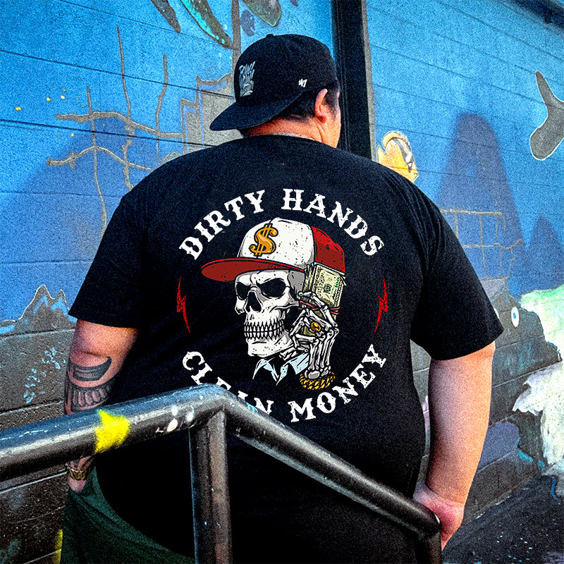 Men's Dirty Hands Clean Money Print Plus Size T-Shirt & Short
