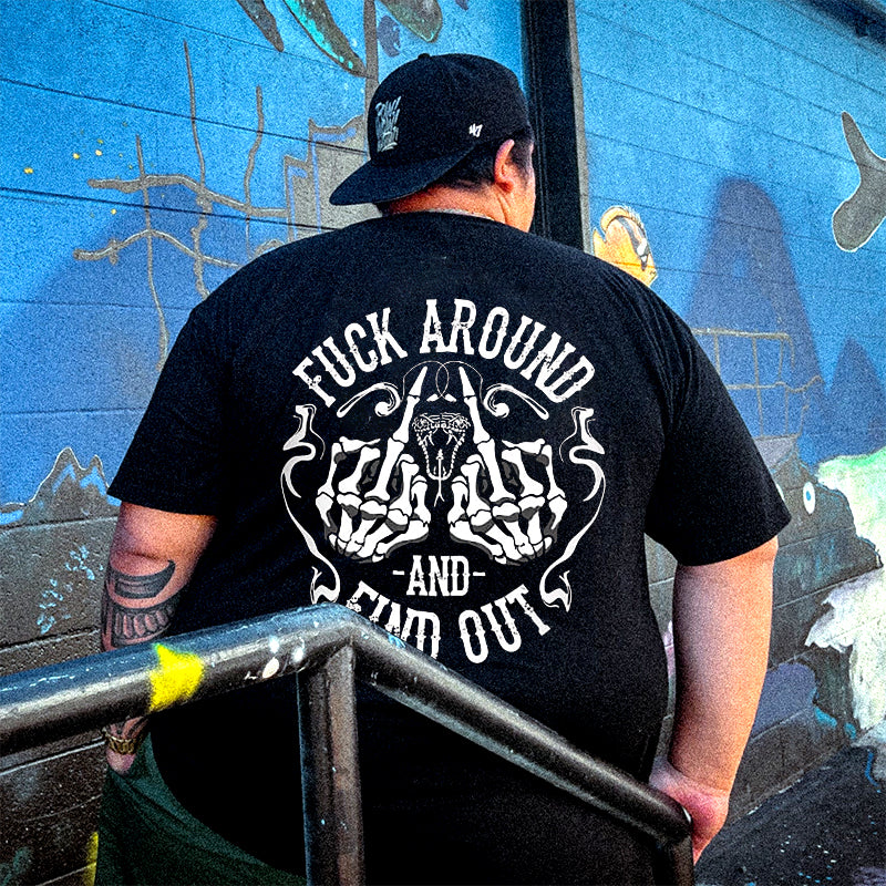 Men's FUCK AROUND AND FIND OUT Bones Print Plus Size T-Shirt & Short