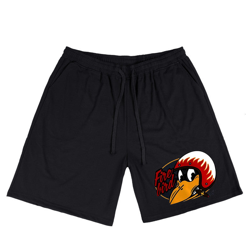 Men's Fire Bird Crow with Helmet Letter Graphic Plus Size T-Shirt & Short