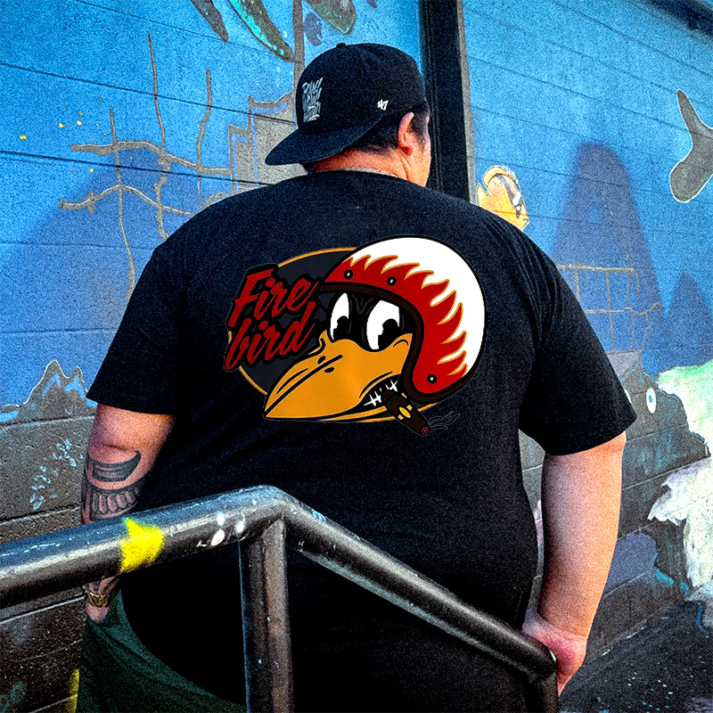 Men's Fire Bird Crow with Helmet Letter Graphic Plus Size T-Shirt & Short