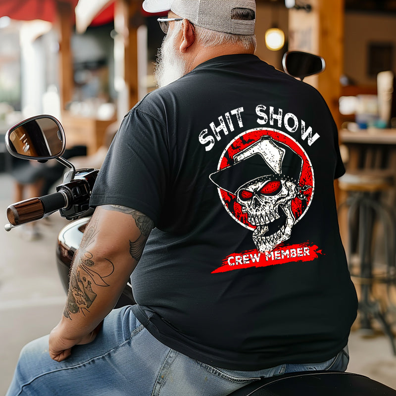 Men's Shit Show Crew Member Print Plus Size T-Shirt & Short