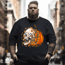 Halloween Pumpkin Skull Man's Plus Size T-Shirt