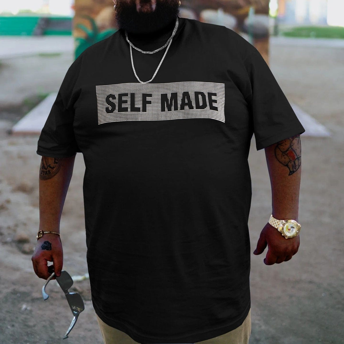 Self Made, Men Plus Size Oversize T-shirt for Big & Tall Man
