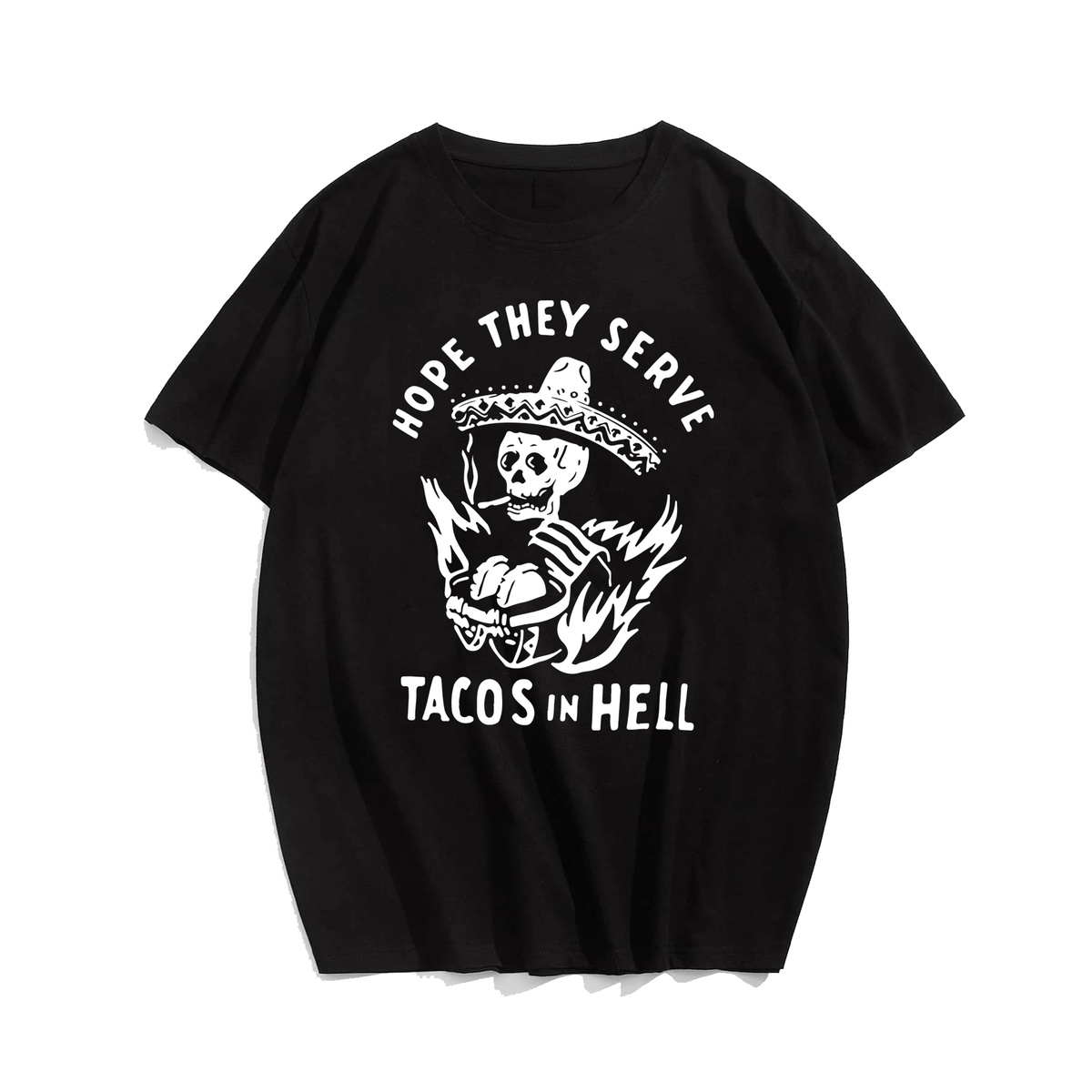 Tacos In Hell, Creative Men Plus Size Oversize T-shirt for Big & Tall Man