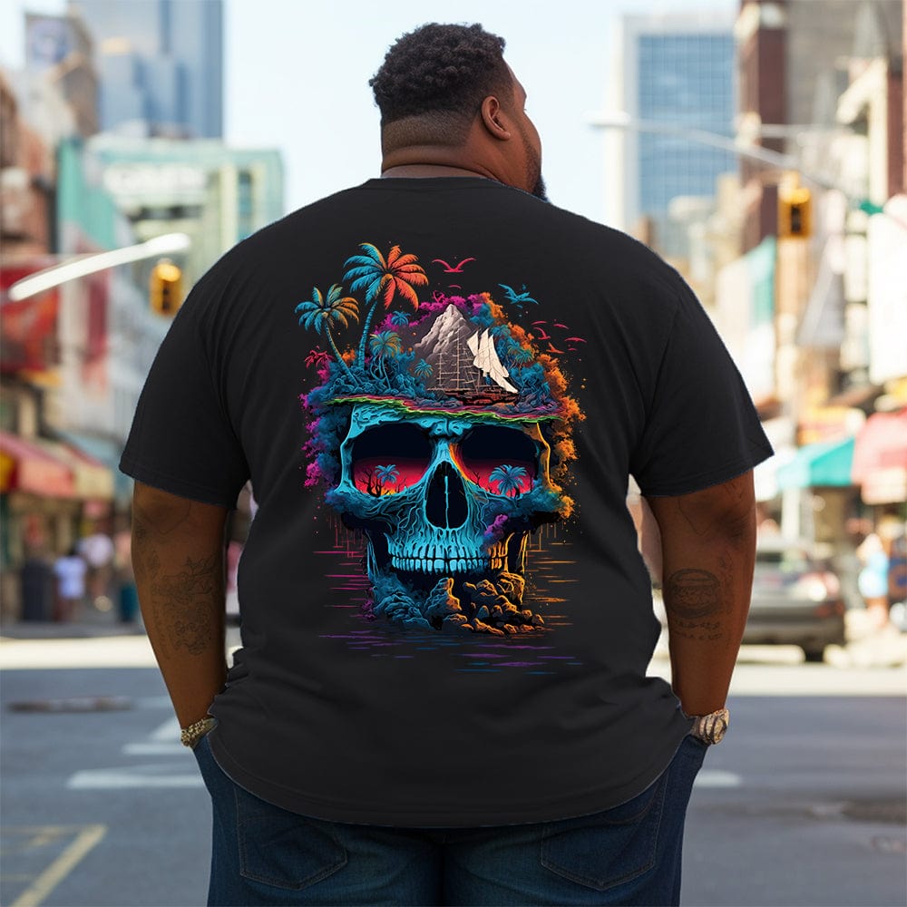 Hawaiian Colored Skull Plus Size T-Shirt