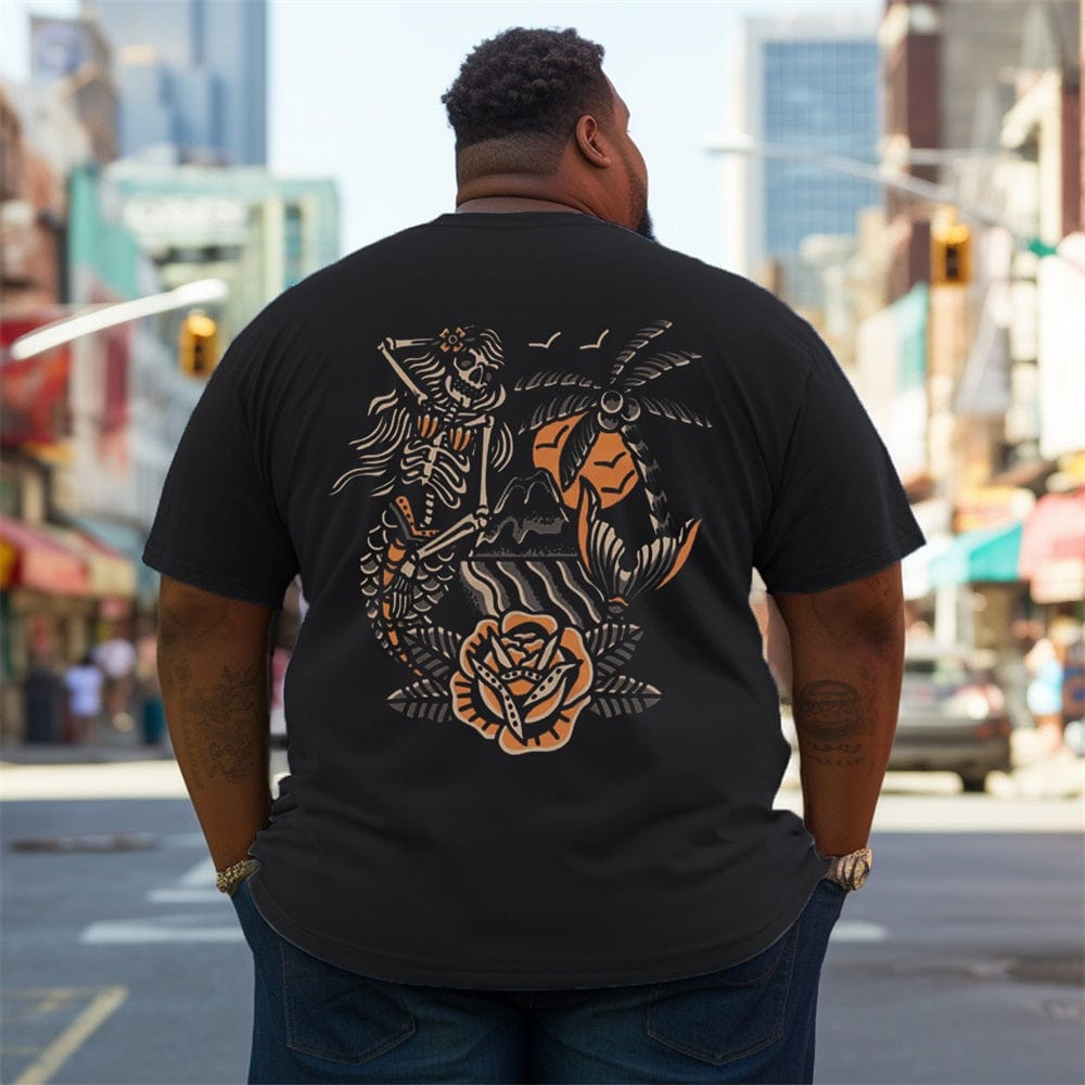 Mermaid Skeleton Man's Plus Size T-Shirt