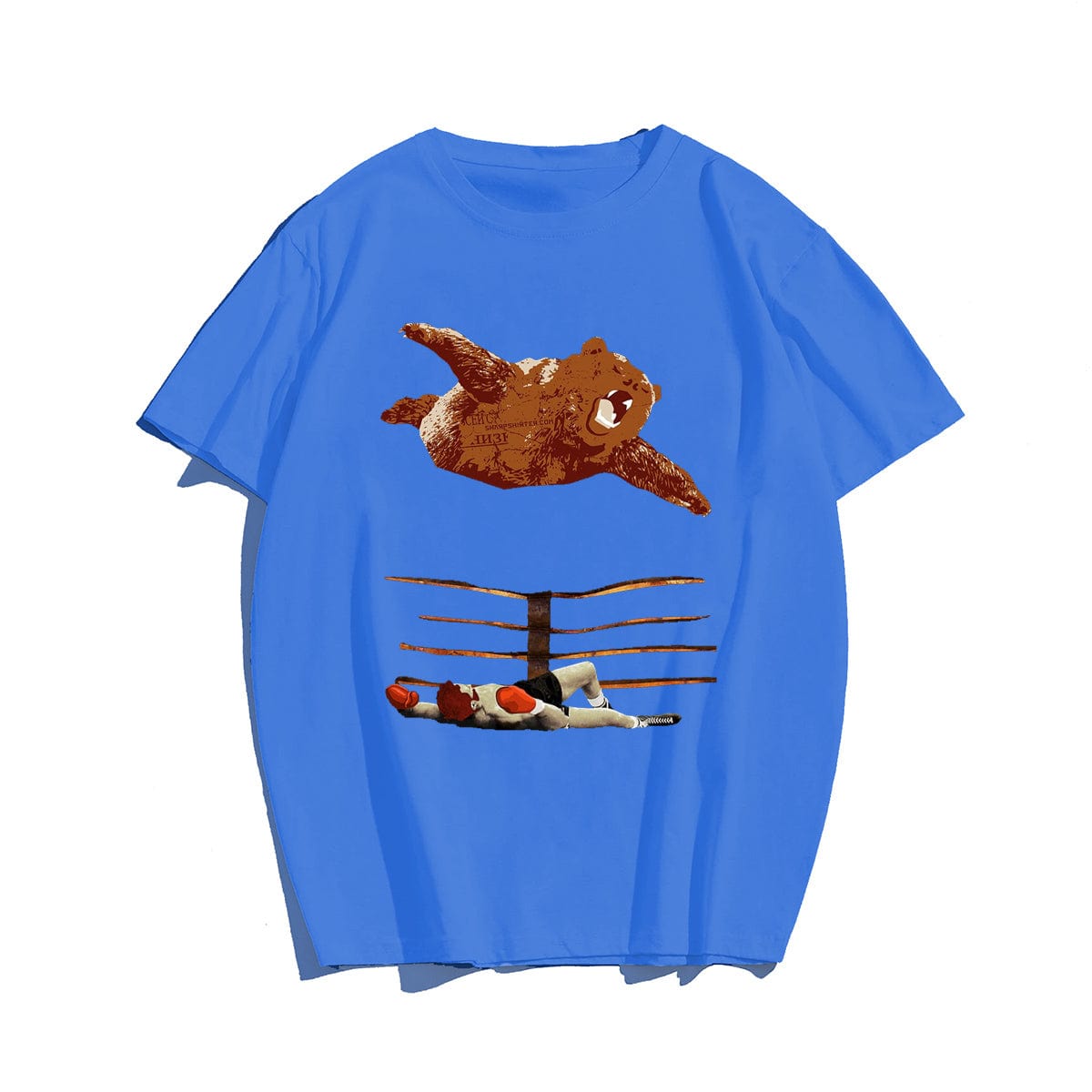 Bear boxing print oversized T-shirt