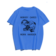Nobody Cares Work Harder, Creative Men Plus Size Oversize T-shirt for Big & Tall Man