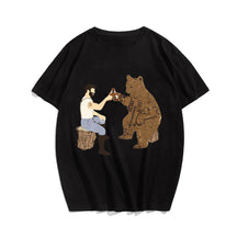 Bear and Man Print Oversized T-Shirt Men's Plus Size T-shirt