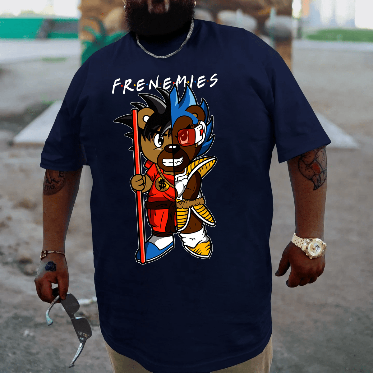Frenemies, Creative Men Plus Size Oversize T-shirt for Big & Tall Man