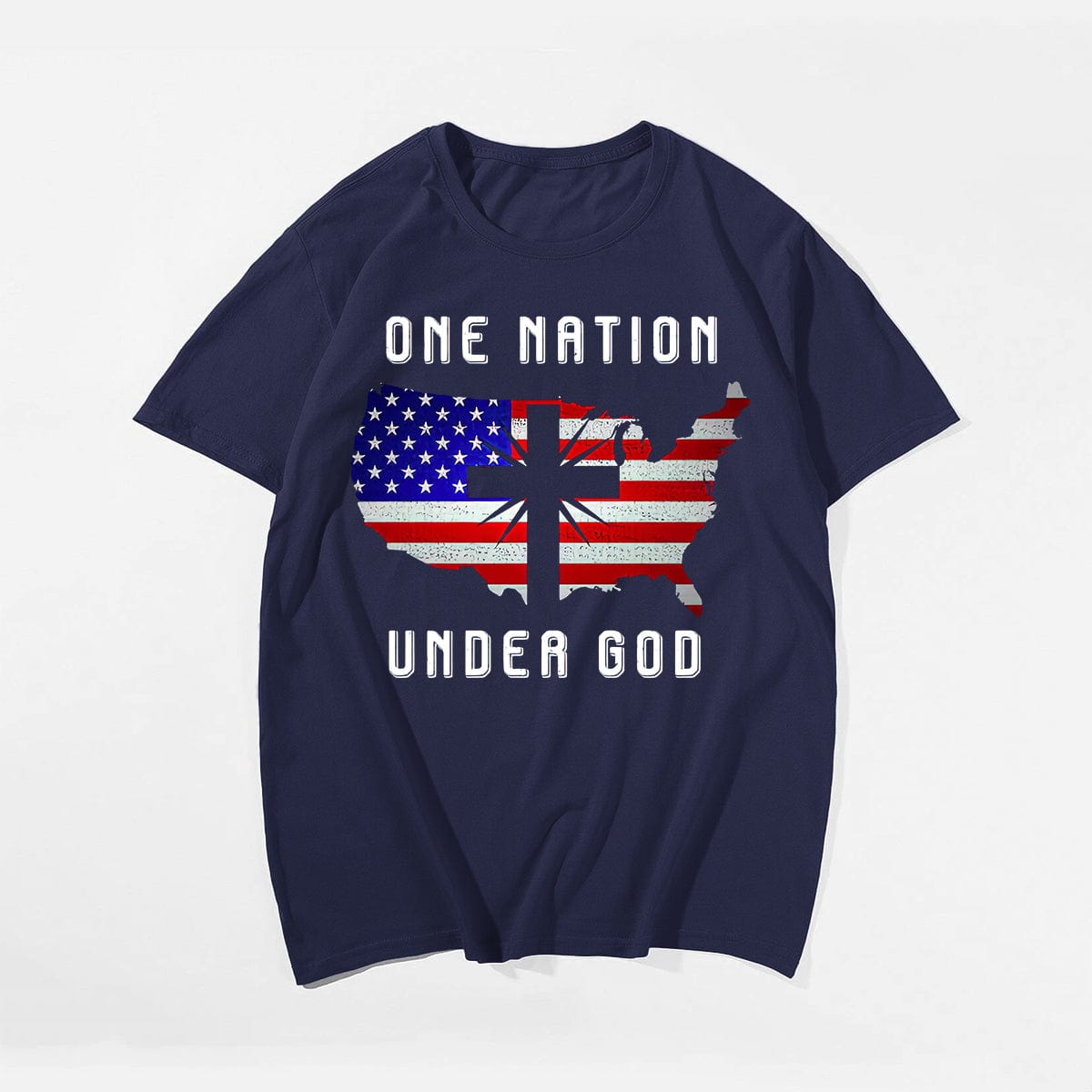 One Nation Under God Cross USA Flag Men's T-Shirts