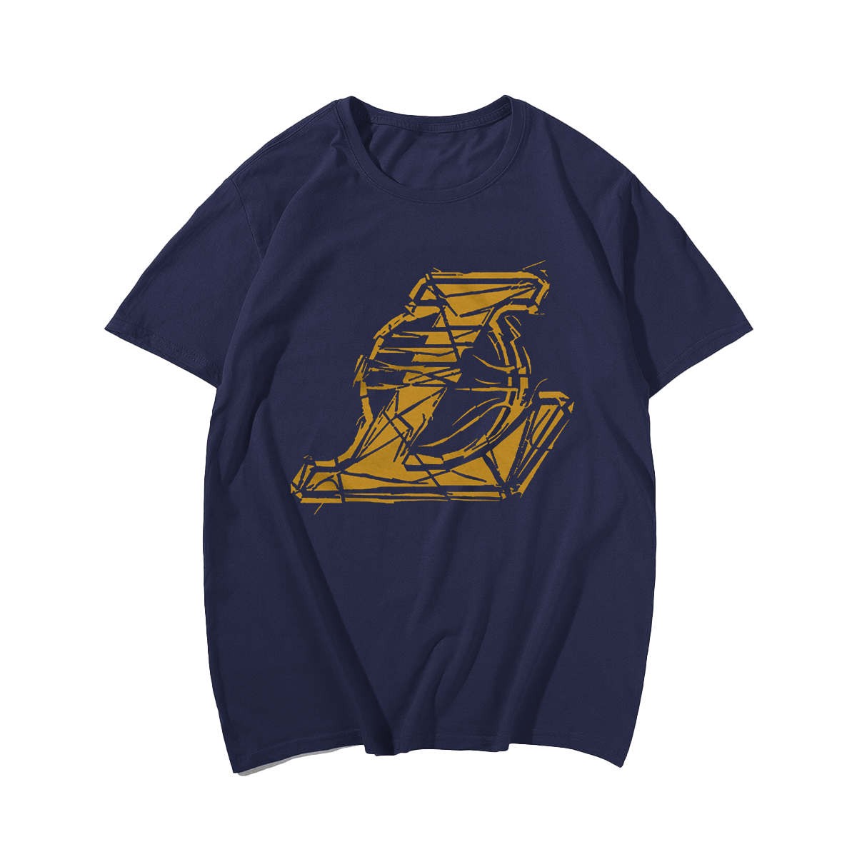 Original Hand-Painted Lakers Cotton T-Shirt, Creative Men Plus Size Oversize T-shirt for Big & Tall Man