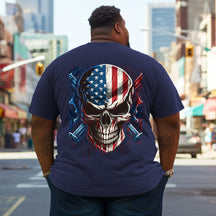 Two Guns Flag Skull Plus Size T-Shirt