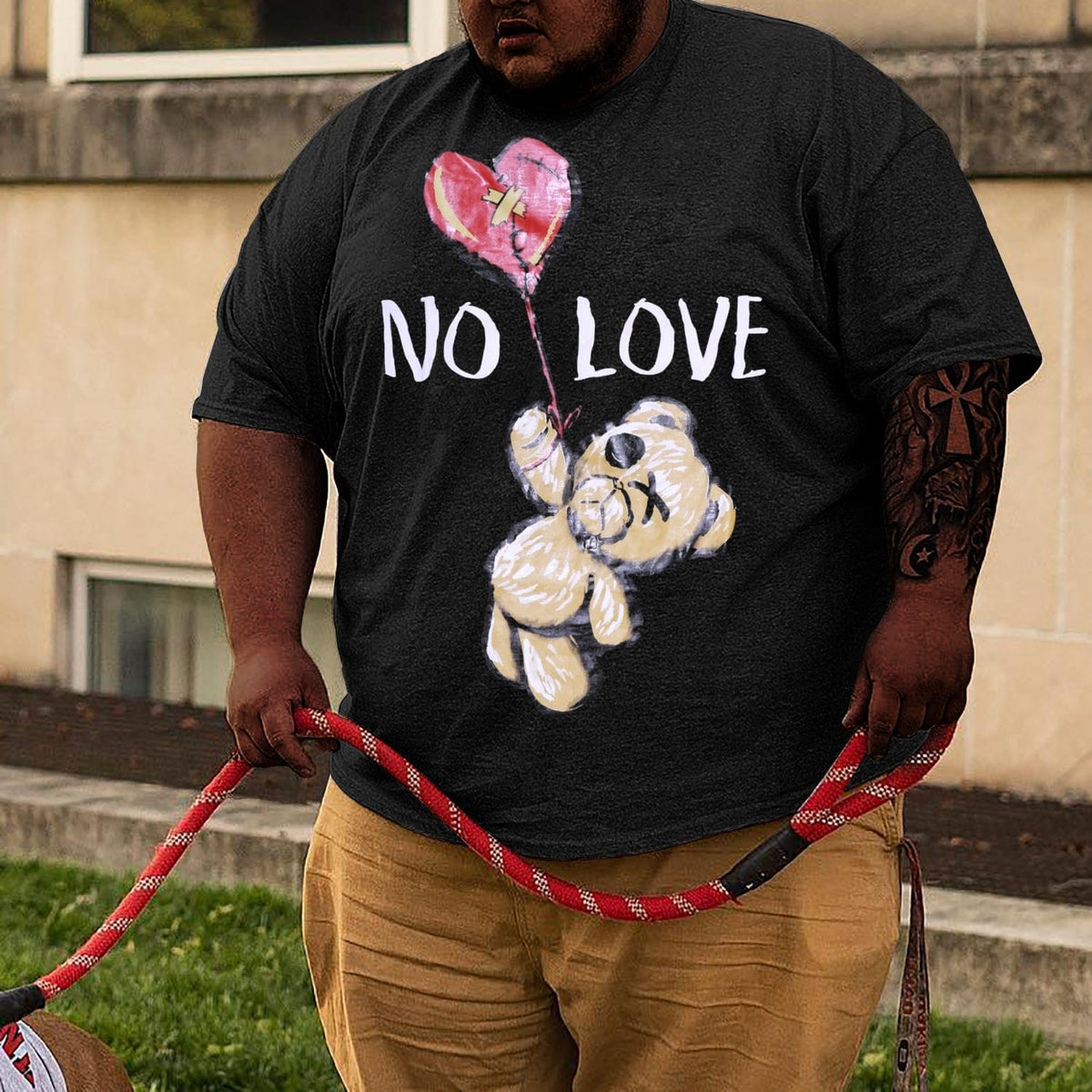 No Love, Men Plus Size Oversize T-shirt for Big & Tall Man