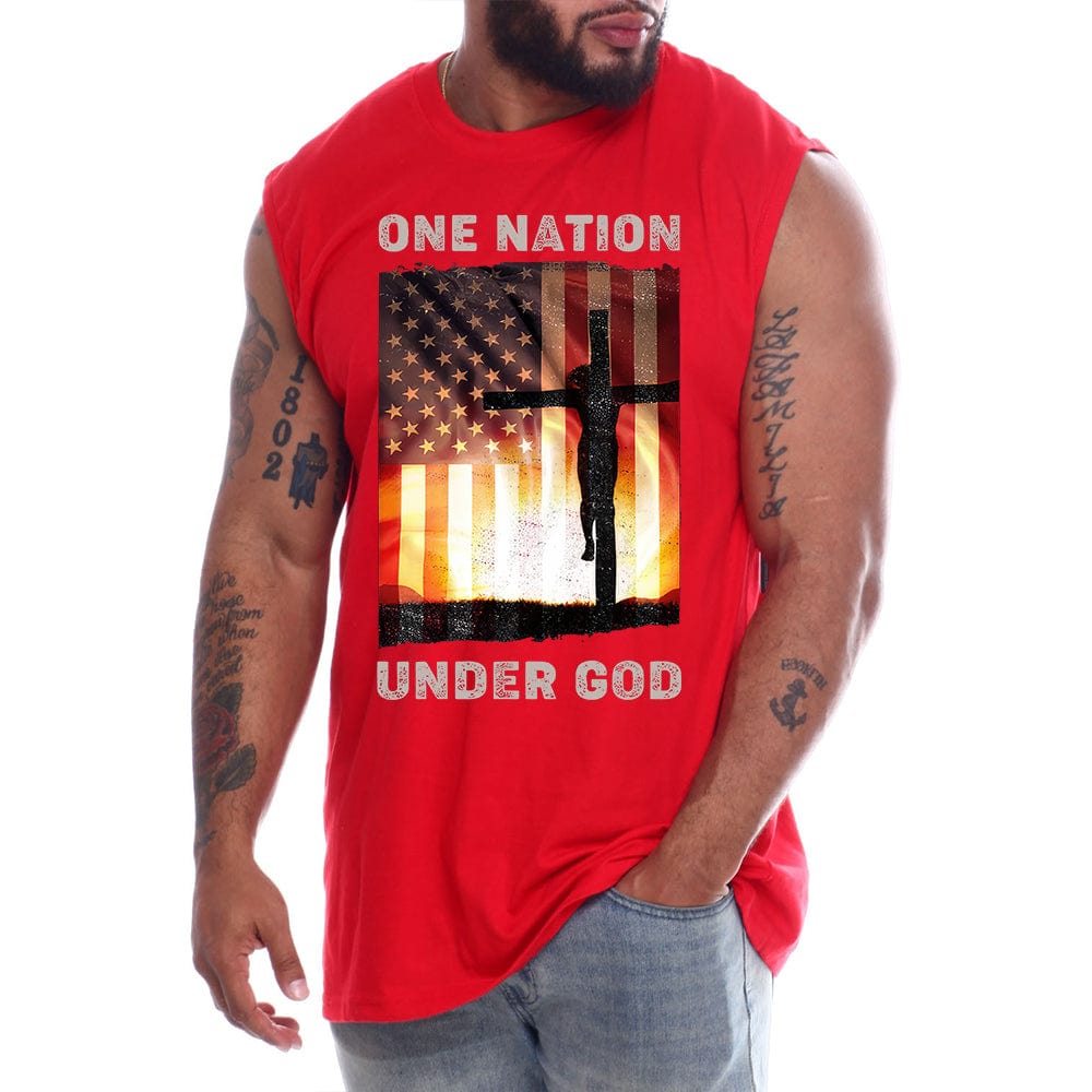 One Nation Under God USA flag Crucifix