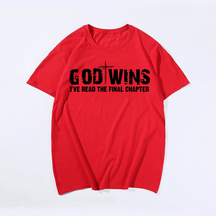 God Wins, Men Plus Size Oversize T-shirt for Big & Tall Man