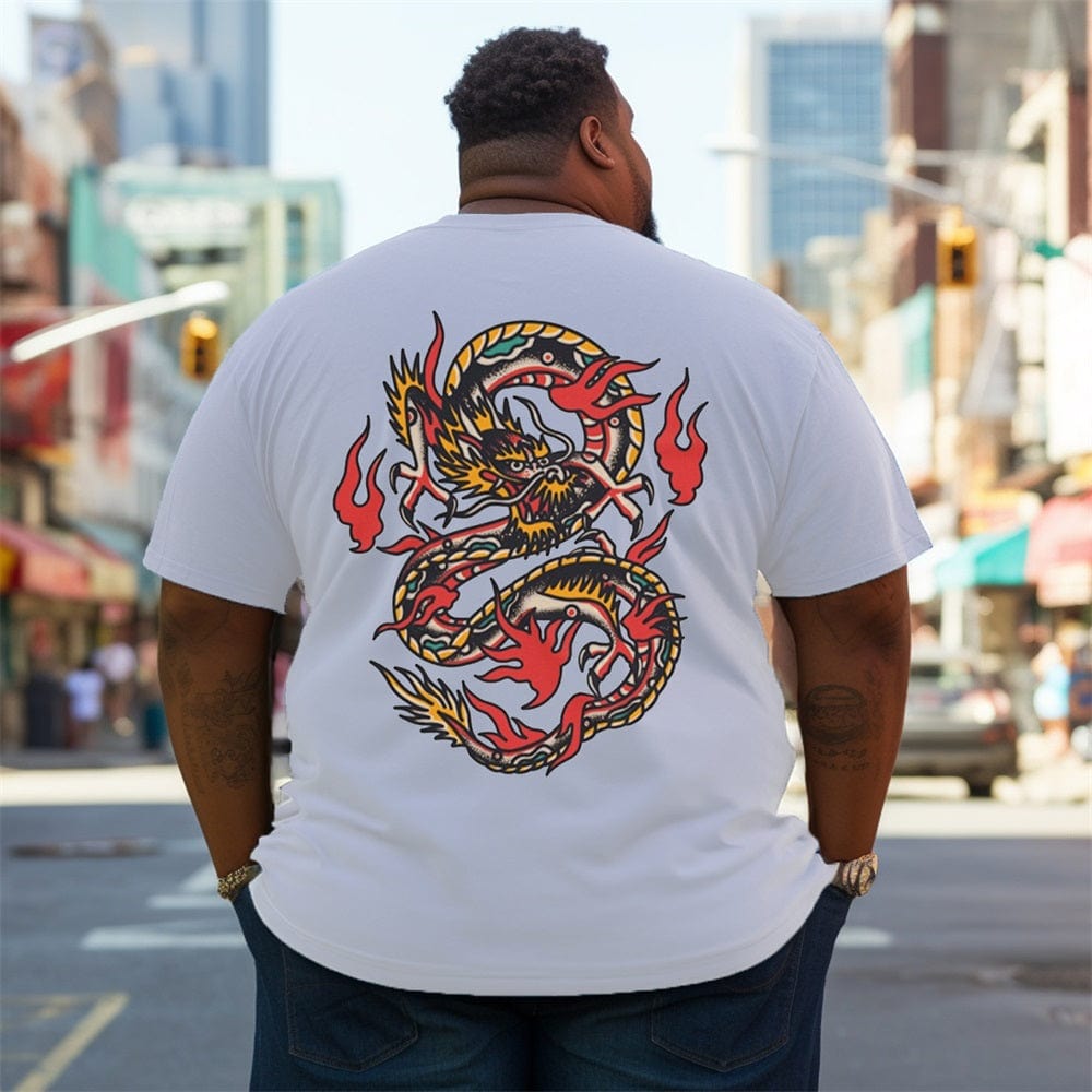 Men's Traditional Dragon Tattoo Plus Size T-shirt