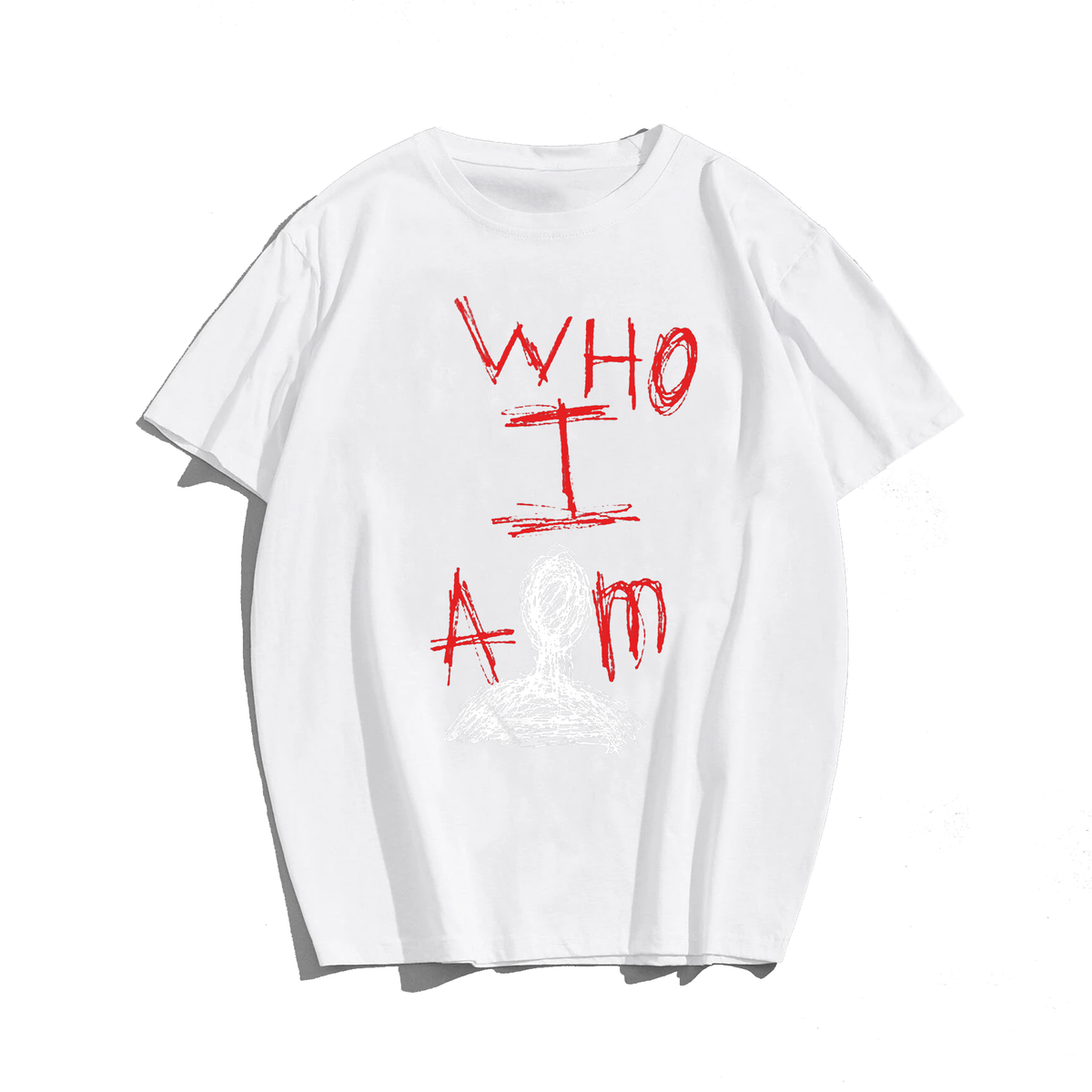 Who I Am, Creative Men Plus Size Oversize T-shirt for Big & Tall Man