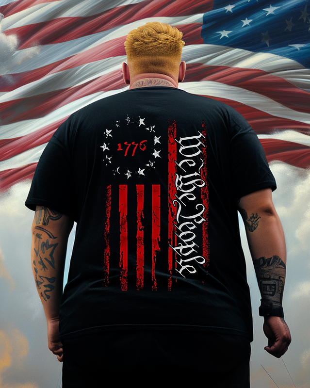 Men's we the people 1776 American flag Plus Size T-Shirt & Short