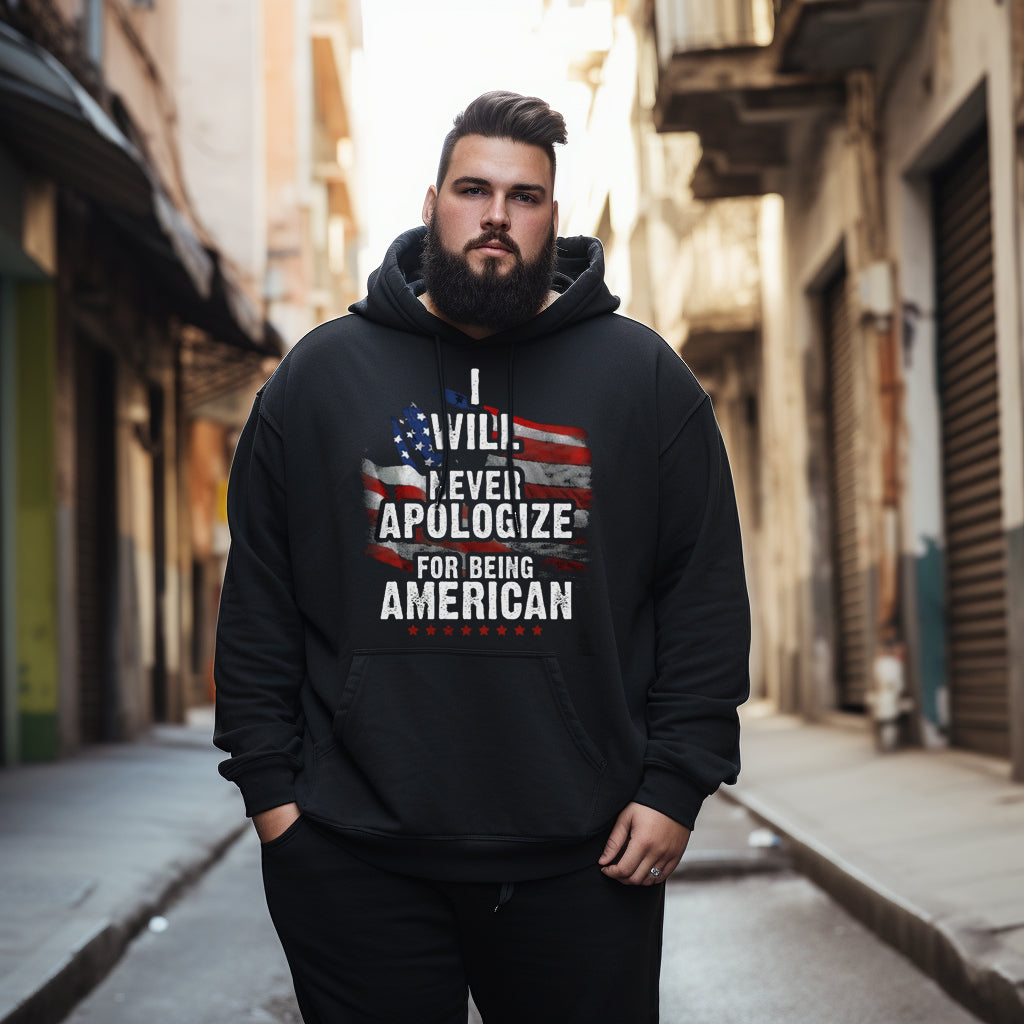 Patriotism And  American flag Printed  Men's Plus Size Hoodie